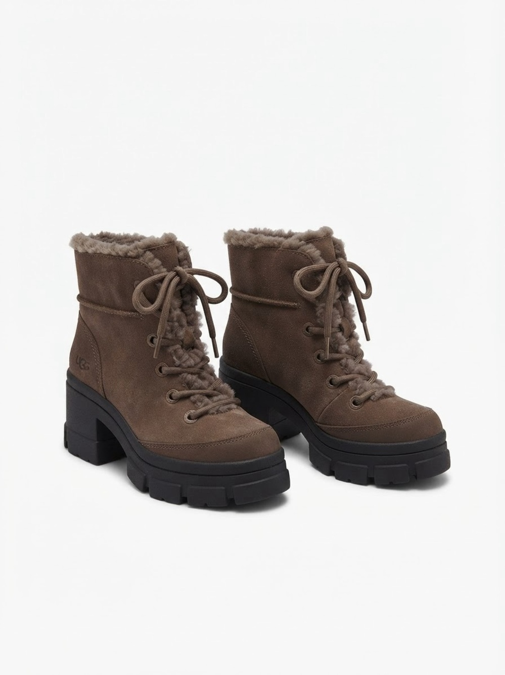 UGG Women's Lace-Up Faux Shearling Platform Boots - Taupe